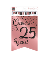 Vlaggenlijn 25 Jaar Zwart Roze 6m